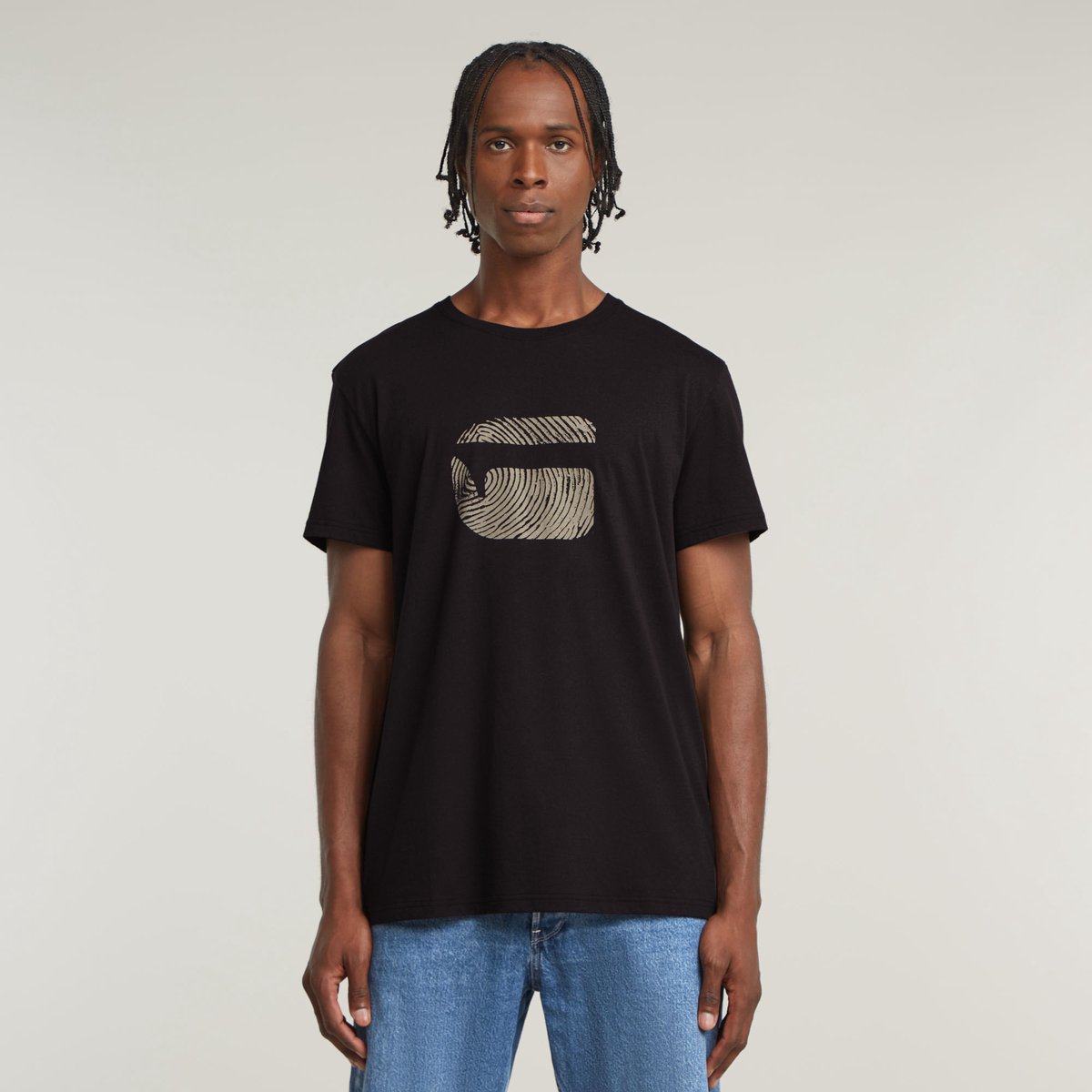 G-Star Finger print burger r t Heren T-shirts Zwart