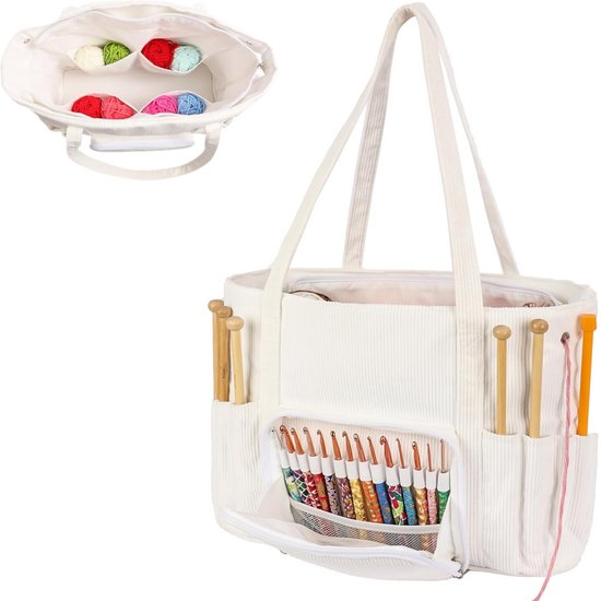 Opbergtas Breien & Haken - Voor Garen, Naalden & Accessoires - Breitas - Haaktas - Hobbytas - Handwerktas - Ribstof