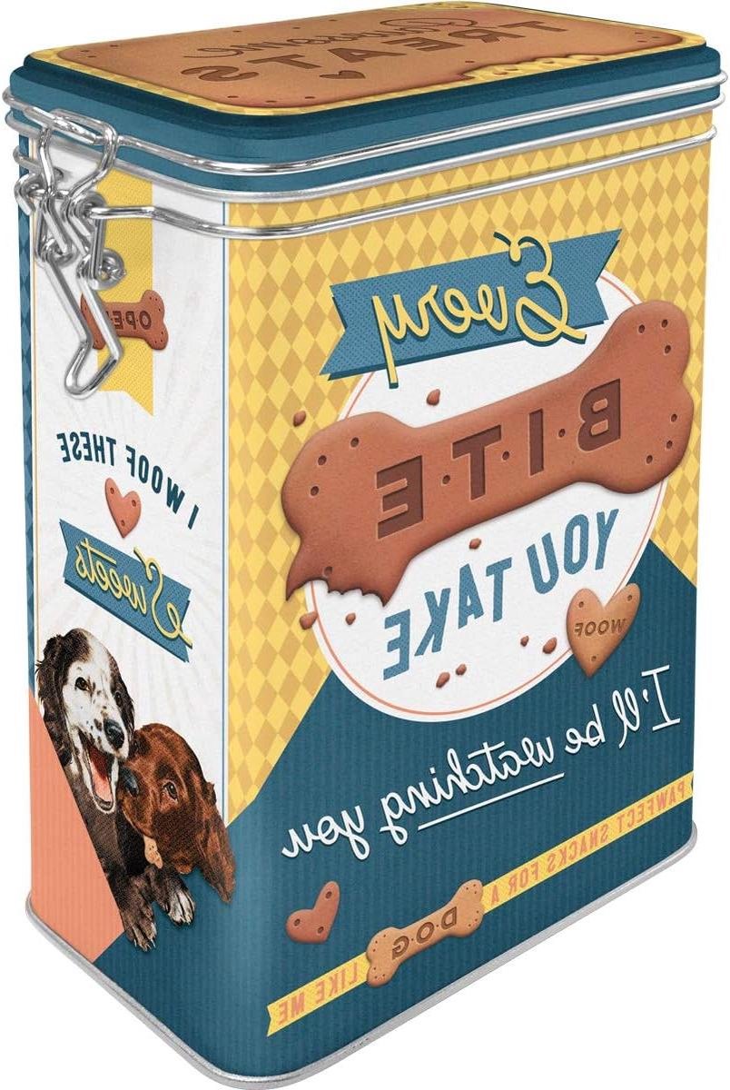 Retro blik voor snacks Every Bite You Take Dog Treats – Geschenkidee voor hondenbezitters met aromadeksel Vintage design 13 l.