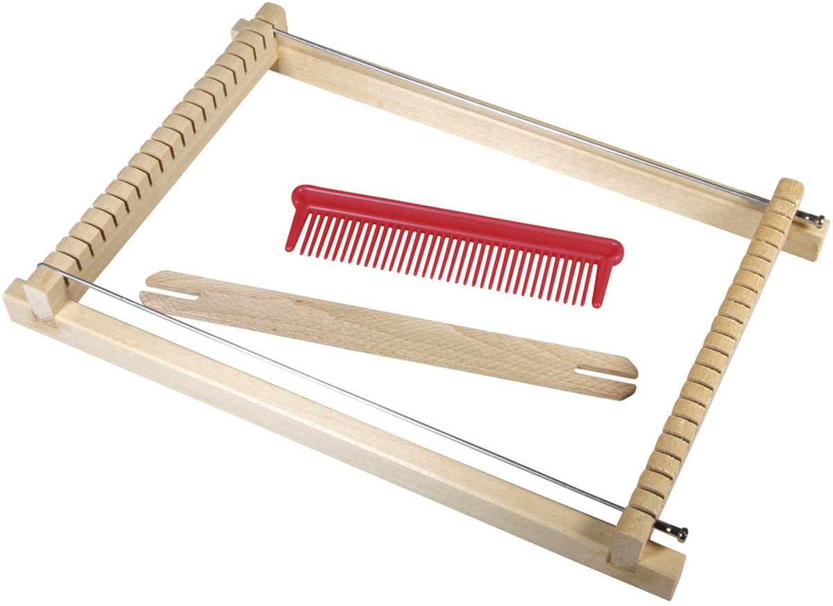 Rayher Speelgoed/hobby Weefraam - 18 x 29 cm - met spoel en kam - weefbreedte 16 cm