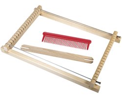 Rayher Speelgoed/hobby Weefraam - 18 x 29 cm - met spoel en kam - weefbreedte 16 cm