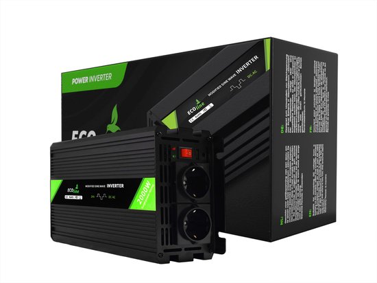 EcoLine - Onduleur 24V à 220V/230V - Puissance 2000w - Onde sinusoïdale modifiée - Convertisseur de tension