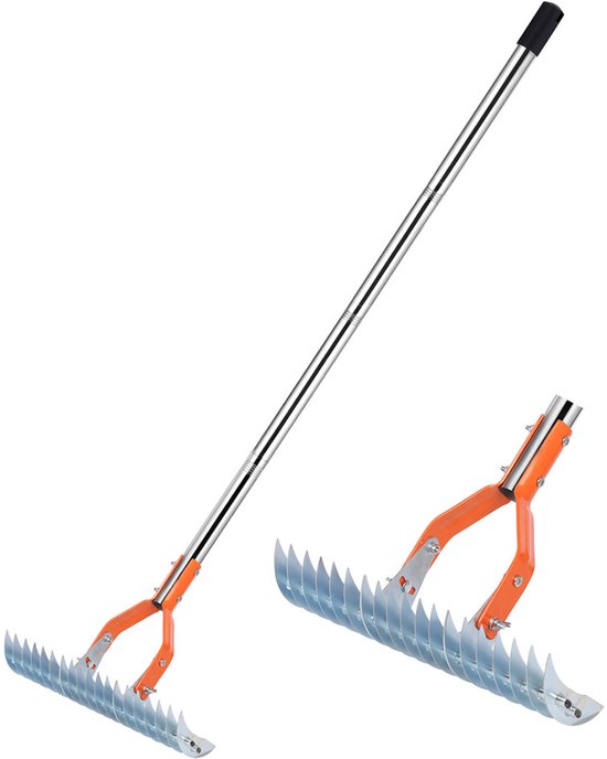 Efficiënte Rieten Hark Voor Tuinonderhoud - 15 Inch Breed, Perfect Voor Het Verwijderen Van Dood Gras Efficiënte Rieten Hark Voor Tuinonderhoud - 15 Inch Breed, Perfect Voor Het Verwijderen Van Dood Gras