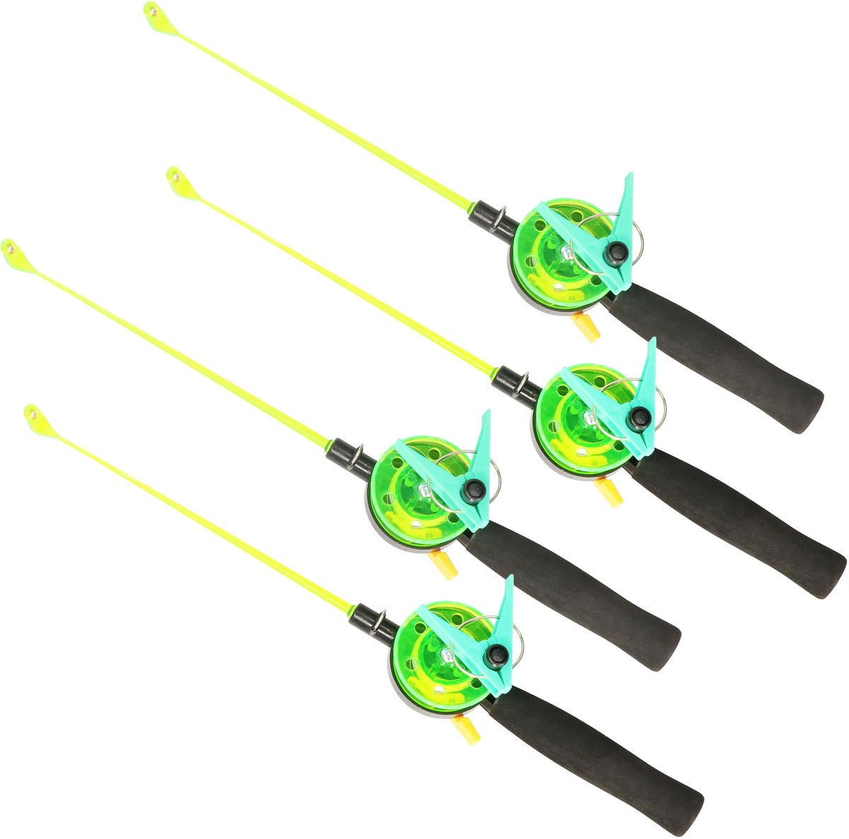 Krabhengel - Set van 4x stuks - vishengel voor krabbetjes - 38 cm - Speelgoed krabbenhengel met knijper