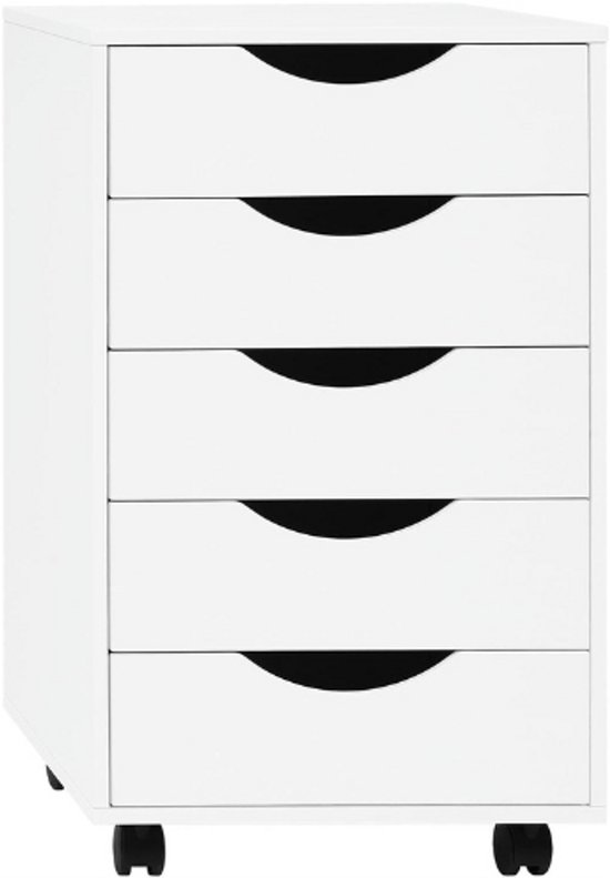 COSTWAY Rollcontainer mit 5 Schubladen & Schrank, mobiler Aktenschrank mit Rollen, Schubladenschrank mit Arbeitsplatte, Rollwagen Bürocontainer aus Holz für Zuhause, Büro (Natur,77,5 x 40 x 64 cm