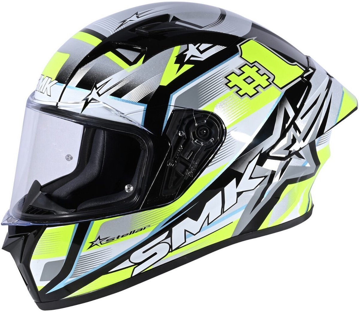 SMK Stellar Uno Sport Grijs Geel Integraalhelm - Maat S - Helm