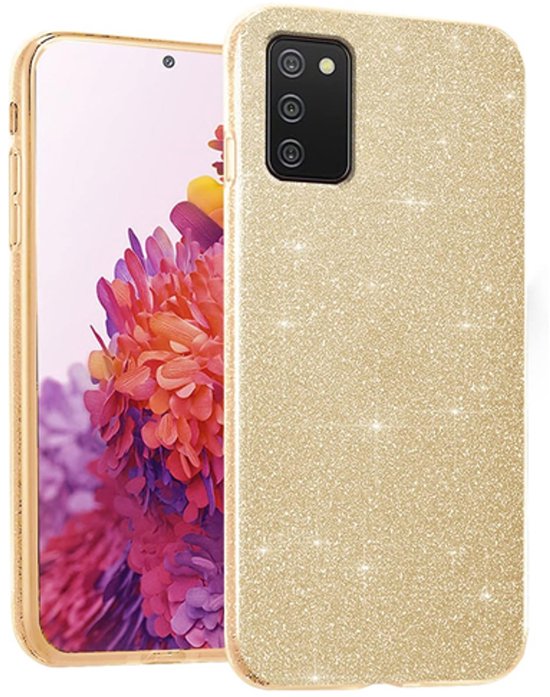 Telefoonhoesje Geschikt voor Samsung A15 - Glitter Back Cover - Goud - Achterkantje