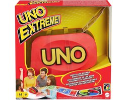 foto van UNO Extreme kaartspel met moeilijkheidsgraderende lanceerder, lichten en geluiden - Perfect voor spelletjesavonden en cadeau voor 7 jaar en ouder