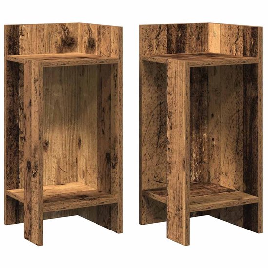 Bijzettafels 2 st met plank 25,5x27x60 cm zwart