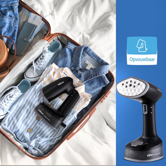 VAIVE TurboSteam Kledingstomer Inklapbaar -1600W – Handstomer voor Kleding en Meubilair – Stoomapparaat – Steamer- Zwart