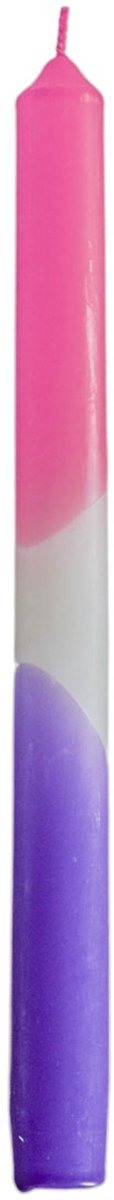 Housevitamin Kaarsen - Gekleurde Dipdye Dinerkaars -Neon Roze/Wit/Paars- Pak van 4 -- 2,1x25 cm