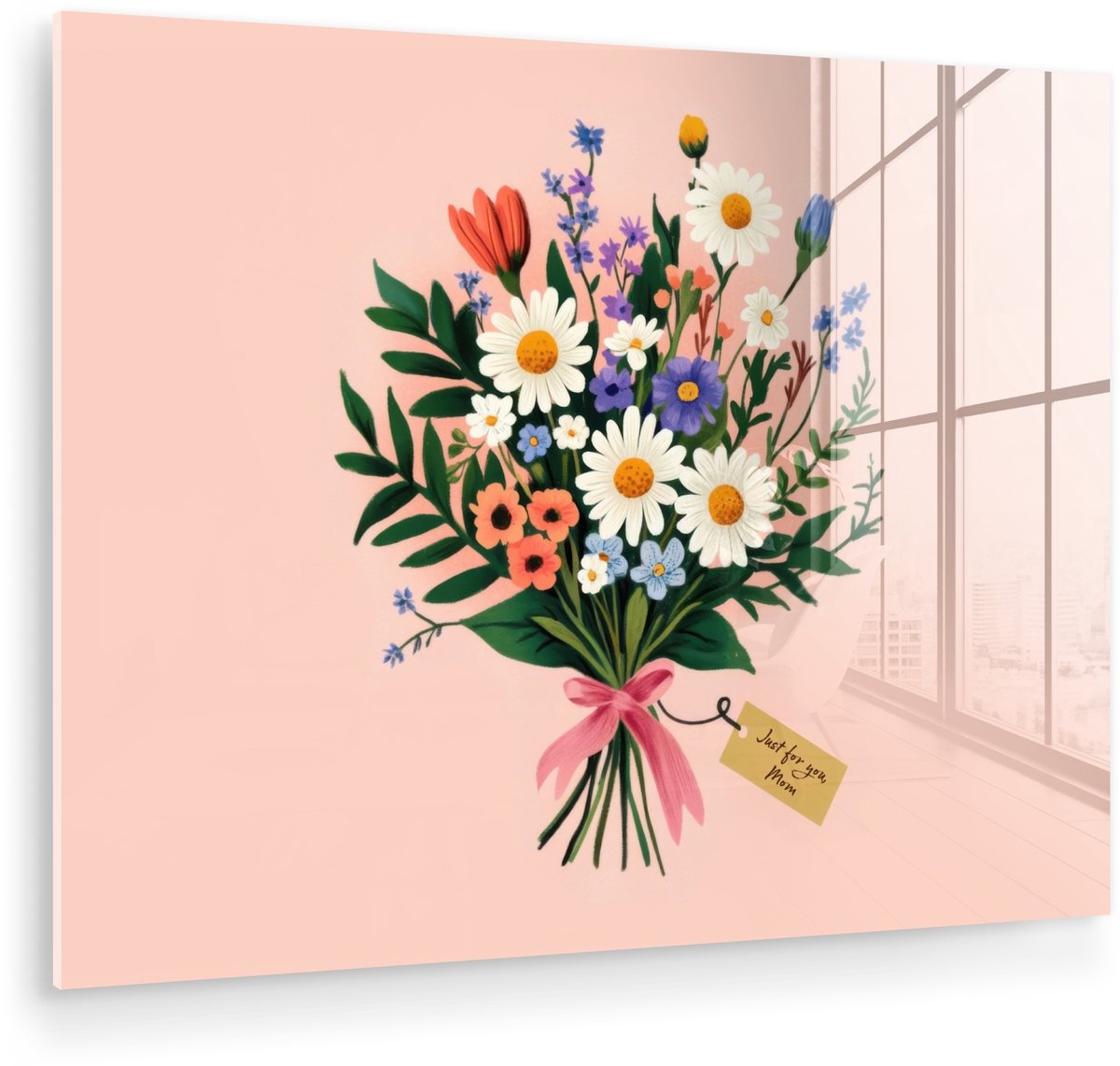 Margrieten - Boeket - Strikje - Roze