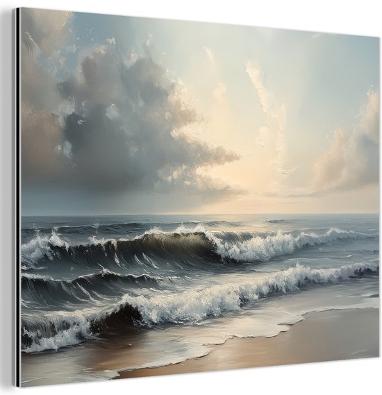 Tableau aluminium 160x120 cm - Décoration murale métal - Plage - Mer - Coucher de soleil - Décoration murale métal salon - Décoration industrielle - Photo sur dibond - Accessoires industriels chambre