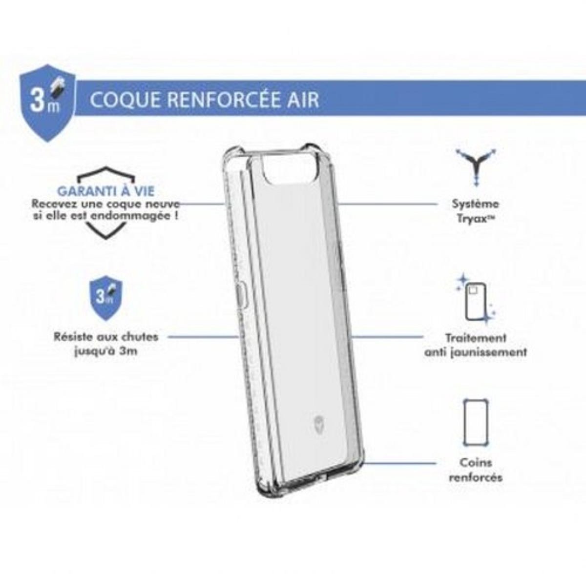 Force Case, Versterkte hoes Geschikt voor Samsung Galaxy A80 AIR, Transparant