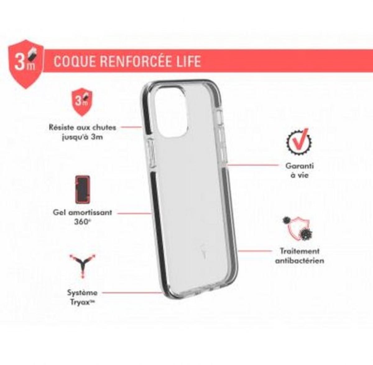 Force Case, Versterkte hoes Geschikt voor Apple iPhone 12 Pro Max LIFE, Transparant