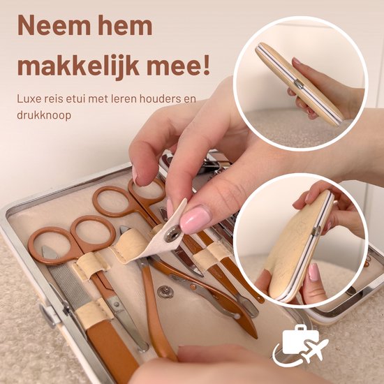 Kit Trousse De Manucure/pédicure 19 Pièces - Coupe-ongles, Ciseaux, Lime - Acier - Noir - Neuf