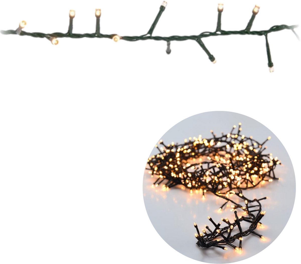 Cheqo Kerstboomverlichting - Micro Clusterverlichting - Kerstlampjes - Led Verlichting - Kerstverlichting voor Binnen en Buiten - Met Haspel - 1250 LED - 25 Meter - Met Timer - Extra Warm Wit