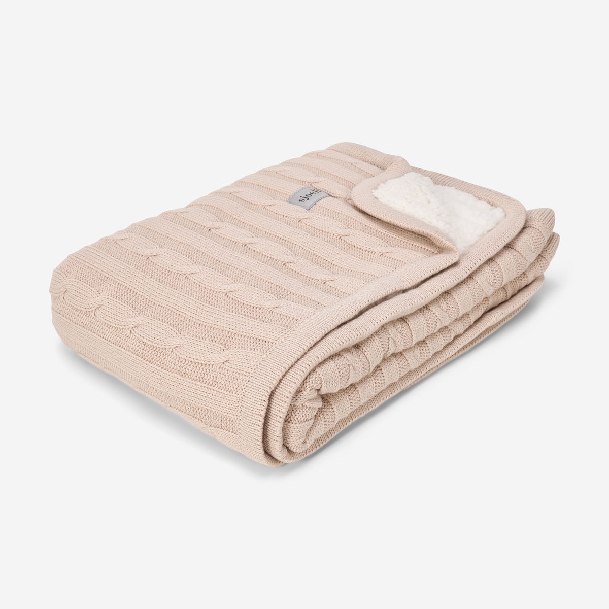 Sjoeli - Baby Deken Wieg - Teddy Knit - 75x100 - Taupe - 100% Katoen