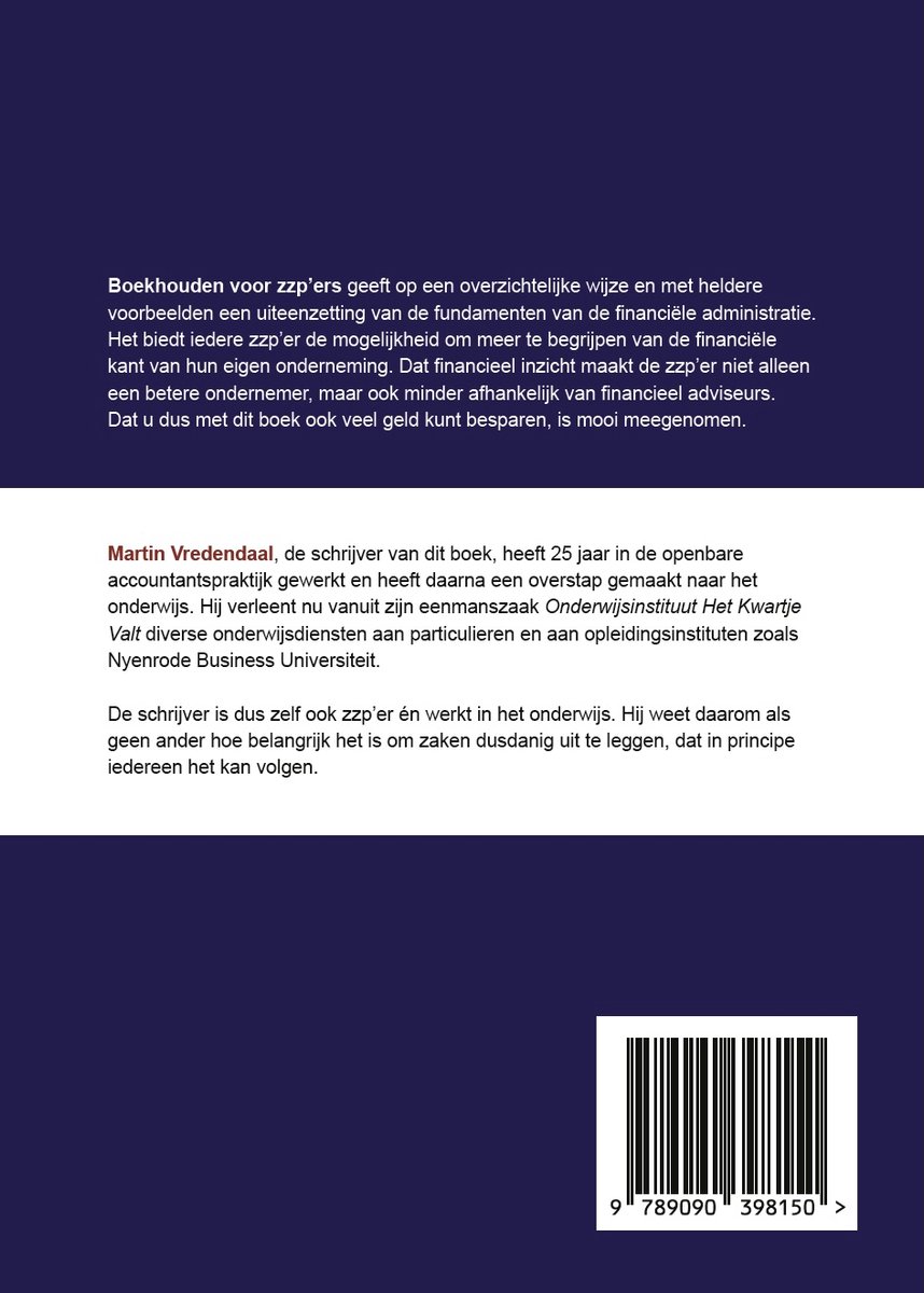 Boekhouden voor ZZP'ers - back cover