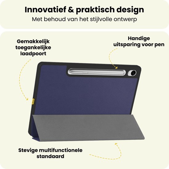 Coque Samsung Galaxy Tab S10 FE Plus , étui de Luxe avec découpe Plus S Pen - Bleu foncé