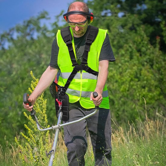 Bosmaaier Harnas - Schokbestendig Schouderkussen - Draagharnas Voor Bosmaaier Gras Trimmer - Dubbelrijs schouderriemharnas - Gewatteerde Riem Schouderriem Trimmer - Schouder Riemen - Tuin Borstel Cutter - Gras Trimmer - Zwart van Generic — afbeelding 4
