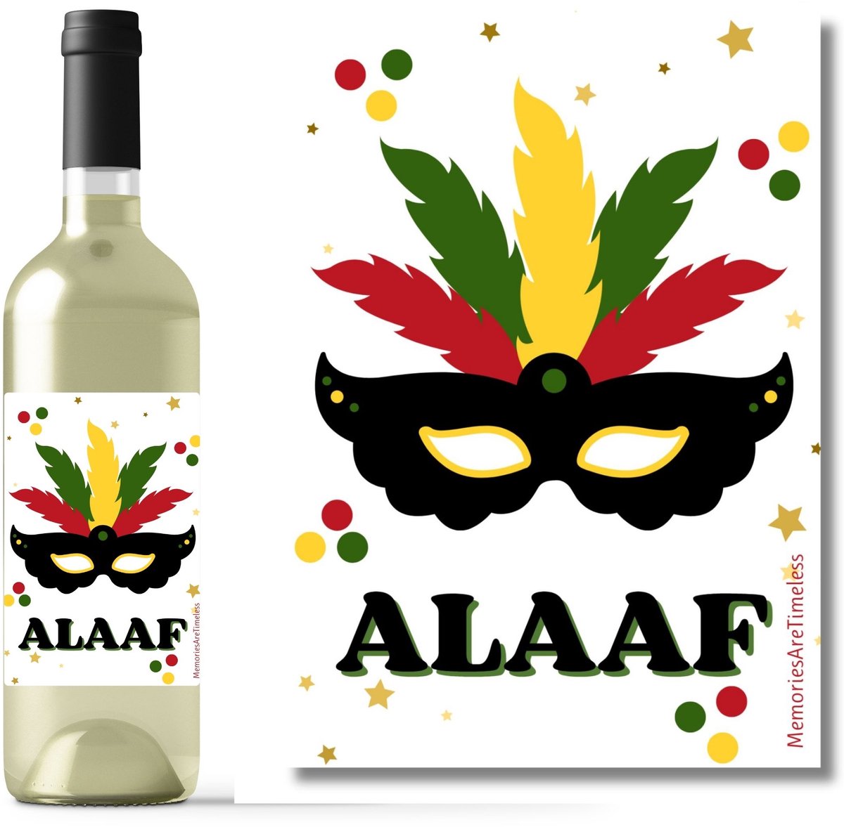 Carnaval Wijnetiket Alaaf - Feestelijke Sticker voor Wijnfles - Flesetiket