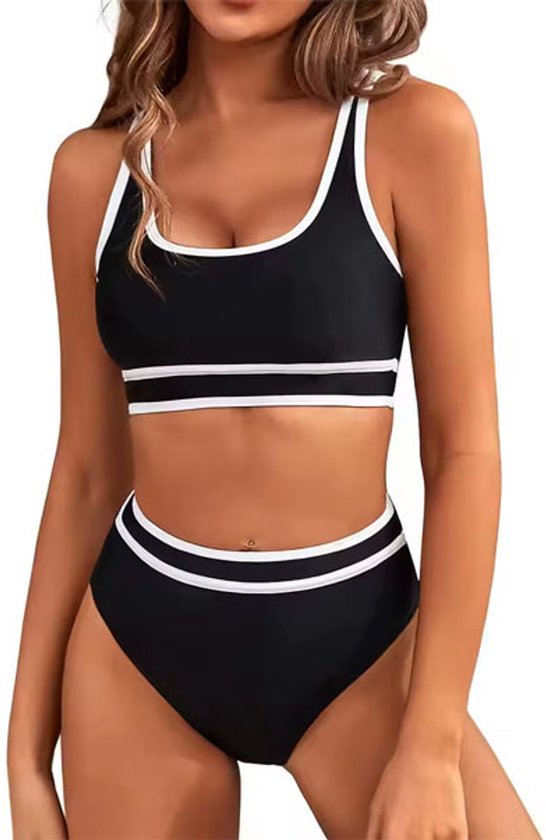 Tuopuda Bikinisets voor dames, tweedelige bikinitop met hoge taille, buikcontrole, damesbadpakken, zwemkostuum, 2-delig, gewatteerde strandkleding, push-up badmode, roze, XL