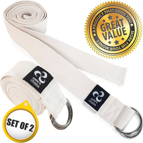 SnelShoppen - 2 Pack Yoga Oefeningen Verstelbare Lussen 2.4m - Duurzame D-ring voor Pilates en Gym Workouts - Verbeter Flexibiliteit, Houd Postures en van Snelshoppen — afbeelding 2