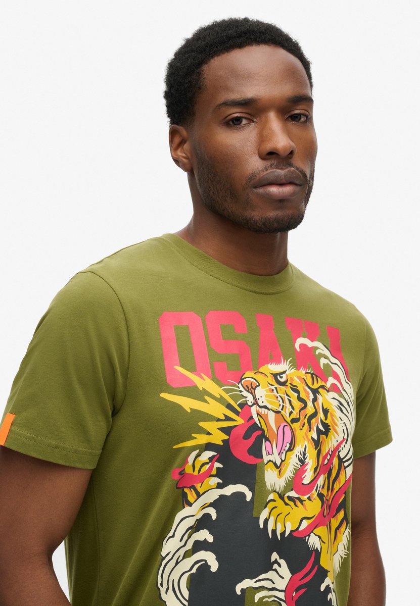 Superdry Osaka 6 Narrative T-Shirt Heren T-shirts Khaki