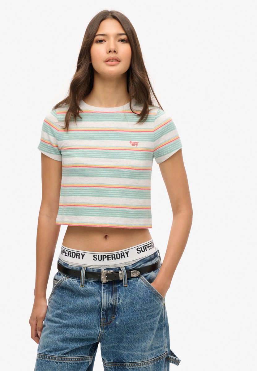 Superdry Kort Vintage T-shirt met strepen Dames T-shirts Rood