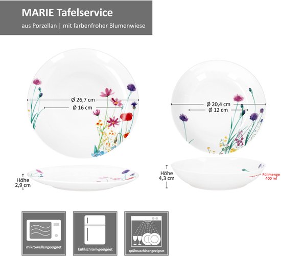 MamboCat 12-delig Marie porseleinen servies voor 6 personen — afbeelding 3