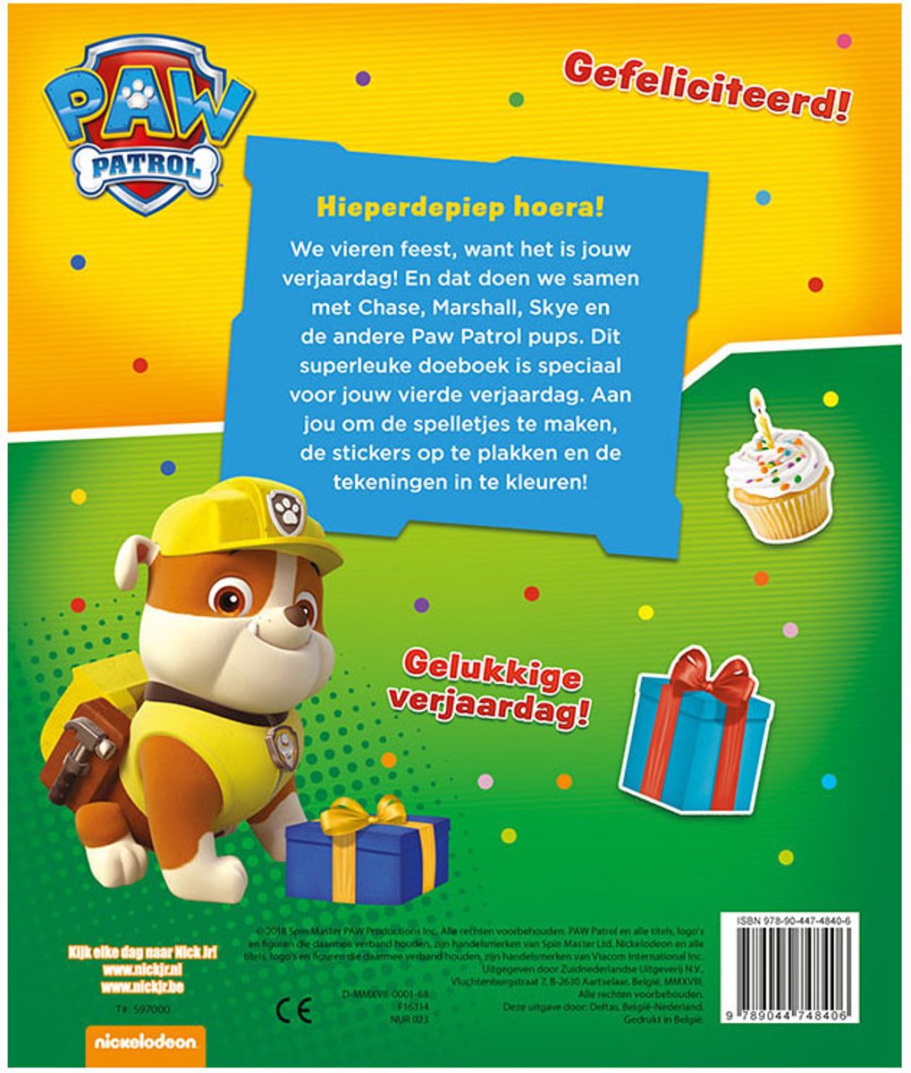 PAW Patrol - Kleurboek - Hoera, 4 jaar - Verjaardagsboek — afbeelding 4
