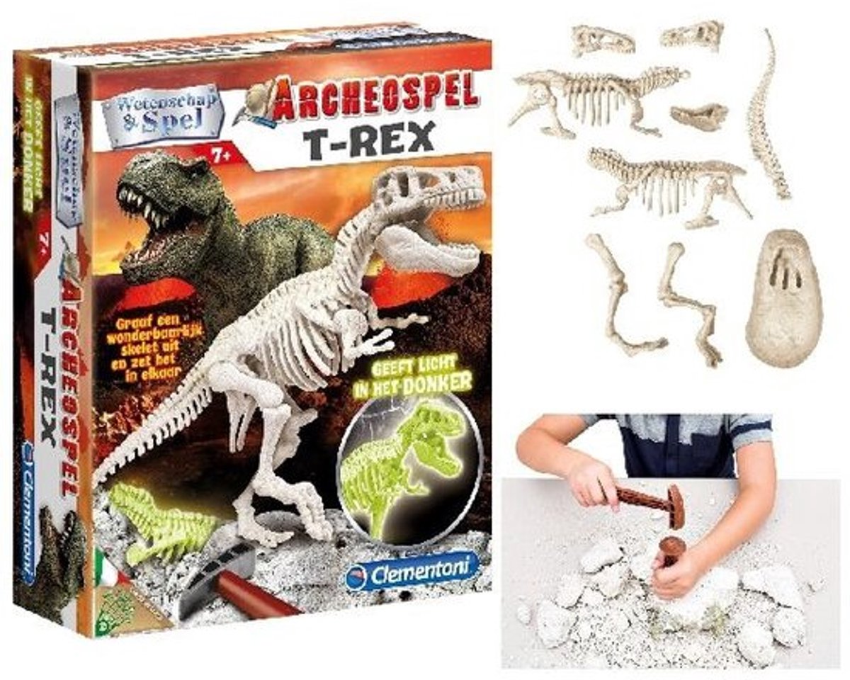 Clementoni Wetenschap & Spel - Archeospel T-rex - Experimenteerdoos - Archeologie speelgoed - Opgravingsset