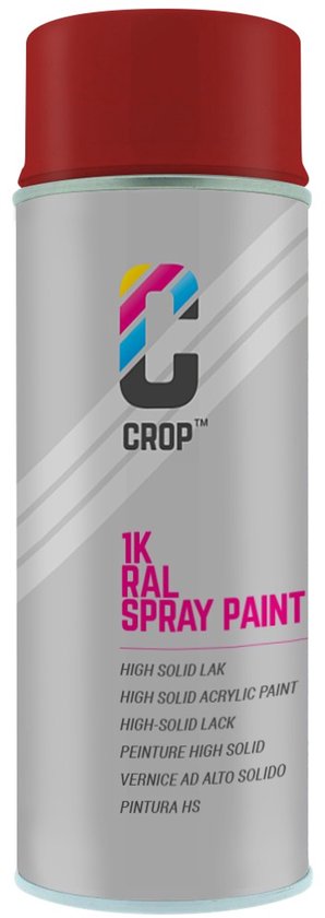 Bombe aérosol CROP RAL 3002 Rouge carmin - Brillant - 400 ml - Peinture en aérosol Rouge - 100 % grand teint - Séchage rapide - Intérieur et extérieur - RAL3002