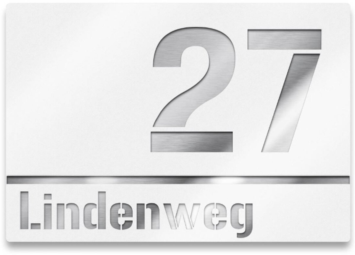 Wit acrylaat met rvs look naambordje voordeur 25x20cm