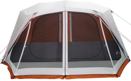 vidaXL - Tent - met - LED - 10-persoons - snelontgrendeling - lichtgrijs - en - oranje van Merkloos — afbeelding 5