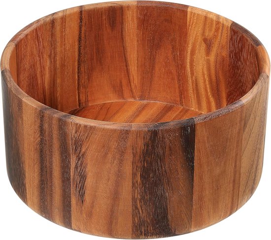 Continenta Groente en slakom van walnoot, 26 x 10,3 cm, serveerschaal voor snacks, fruit, gebak, natuurlijke nerf met olie veredeld
