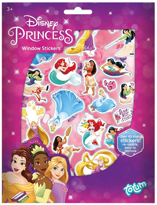 Disney Princess Totum 45 raamstickers prinsessen speelgoed meisjes stickers niet permanent voor thuis en op reis