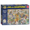 De doos van de 'Gallery of Curiosities' 3000-delige puzzel van Jan van Haasteren, met een gedetailleerde illustratie van een museum.