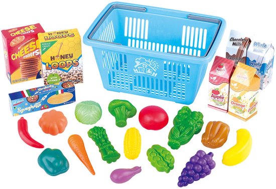 Play winkelmandje speelgoed boodschappen set - 23 delig - multicolor. — afbeelding 4
