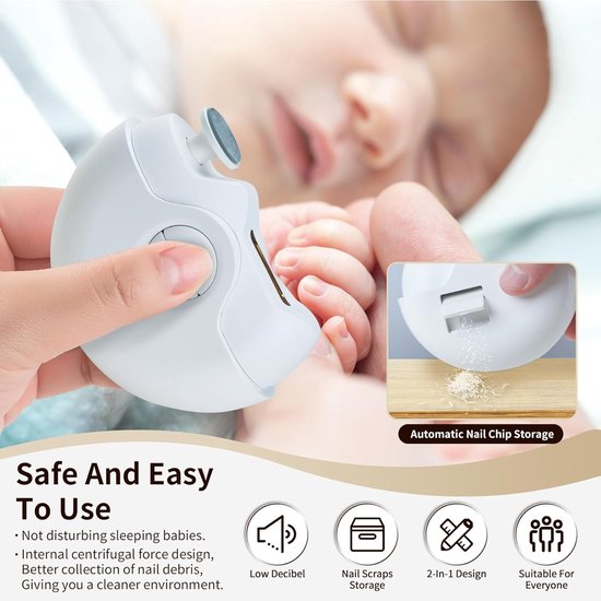 nagelvijl electrisch-nagelvijl electrisch baby-nagel vijl electrisch-2-in-1 trimmer voor nagelverzorging-Automatisch opladen via USB — afbeelding 2