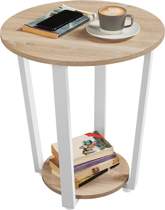 Petite table basse - Outsunny - ronde - avec patins antidérapants - cadre en métal - pour jardin, terrasse - 70 x 42 cm - orange - Jardin
