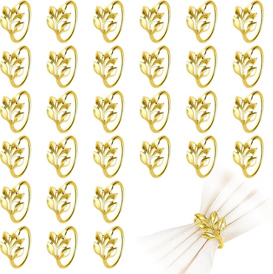 Servetringen van metaal, 5 stuks elegante servetgespen servetten ring halfronde servetgespen voor tafeldecoratie Valentijnsdag Pasen bruiloft Kerstmis verjaardagsfeest (goud