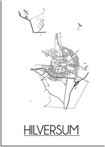 DesignClaud Hilversum Plattegrond poster A4 + Fotolijst zwart (21x29,7cm)