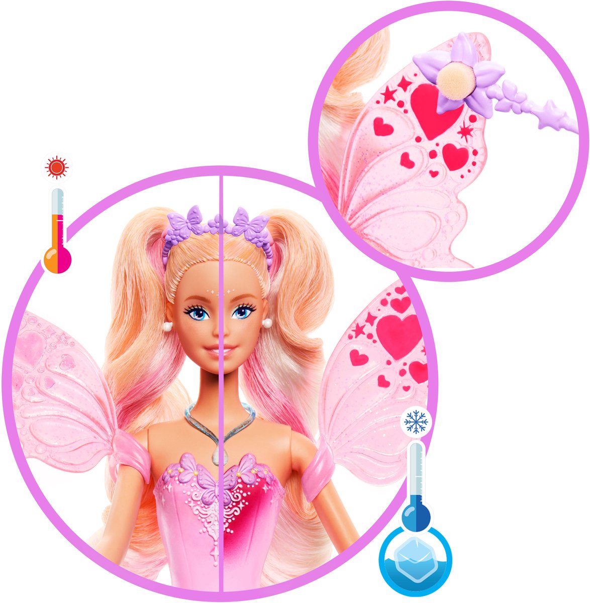Barbie Fantasie - Sprookjespop - Met van kleur veranderende vleugels en outfit — afbeelding 3