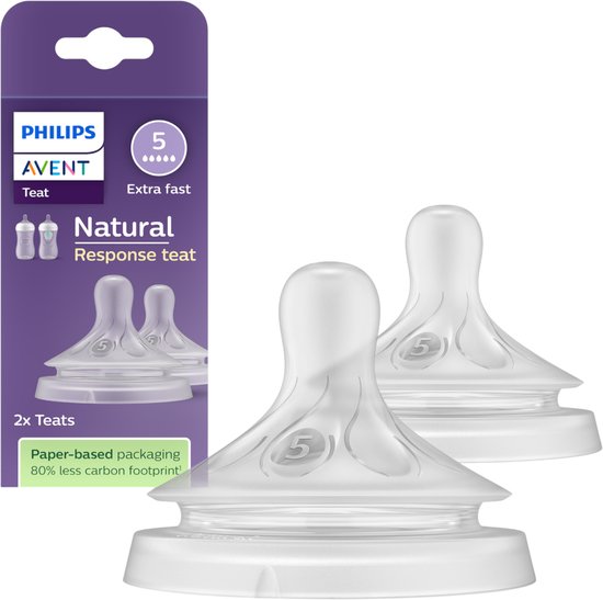 Philips Avent Natuurlijke Zuigreflex – Snelheid 5, 6+ maanden, 2 stuks - SCY965/02 - Flesspenen