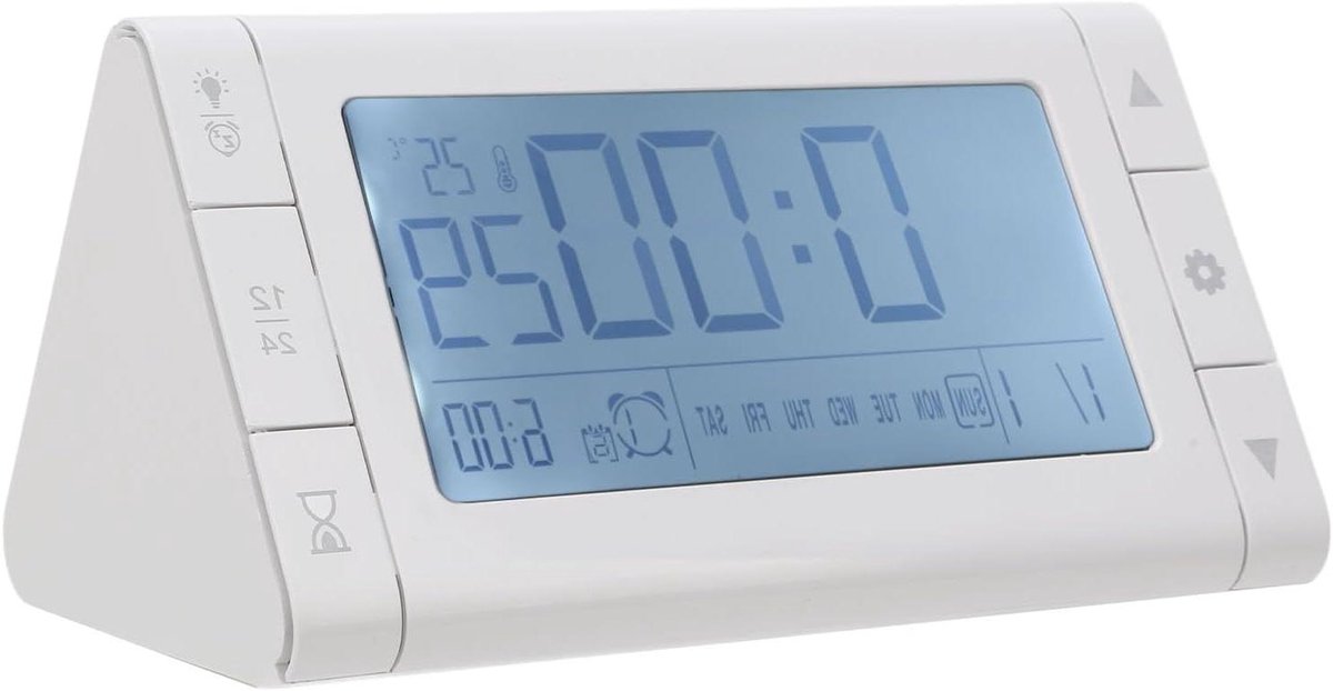 Digitale Wekker, 12 Uur LED -Wekker LED met 3 Helderheidsniveaus, Dubbele Alarmen en Weekweergave voor Slaapkamers Thuis, Elektronische Beweging (White Case, wit lettertype