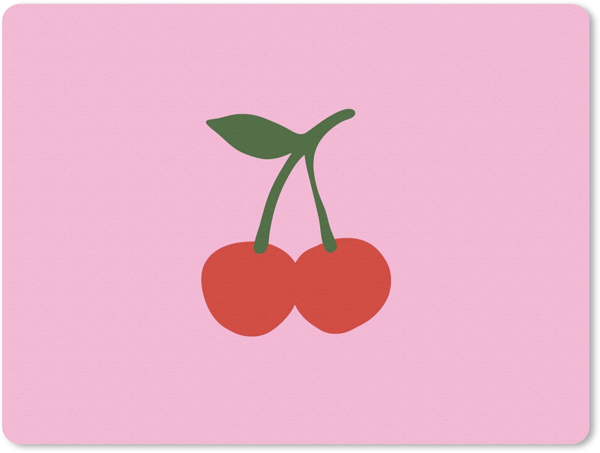 Muismat 23x19 cm - Mousepad Kersen - Roze - Illustratie - Muismatten