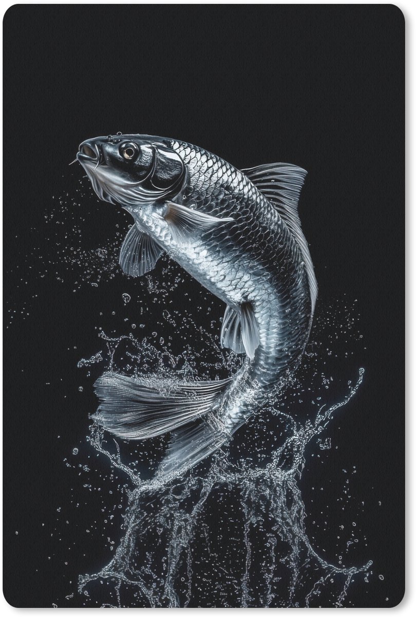 Muismat 18x27 cm - Mousepad Vis - Koi - Zwart - Water - Muismatten