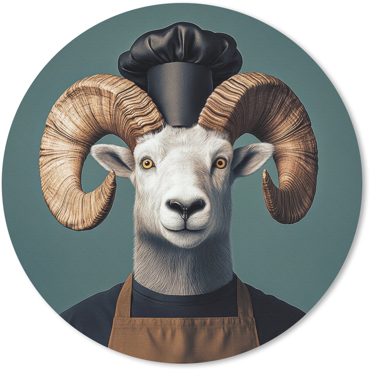 Muismat rond 40x40 cm - Mousepad Geit - Hoorns - Kokskleding - Ronde muismatten